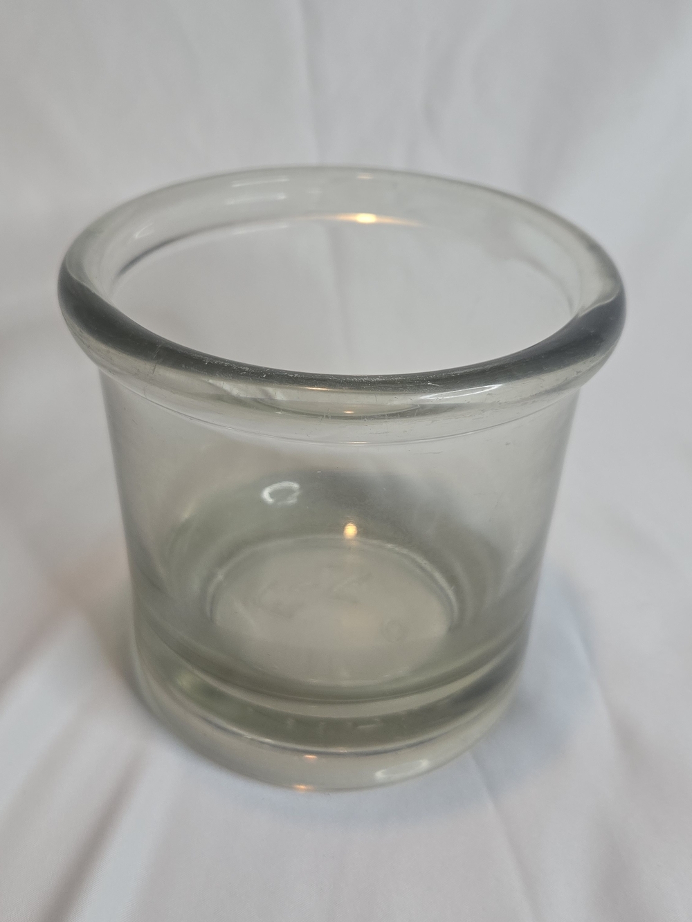 Vintage Thick Molded Glass Mixing Whipping Jar "E-Z WHIP" 5" x 5" 1920-1940s